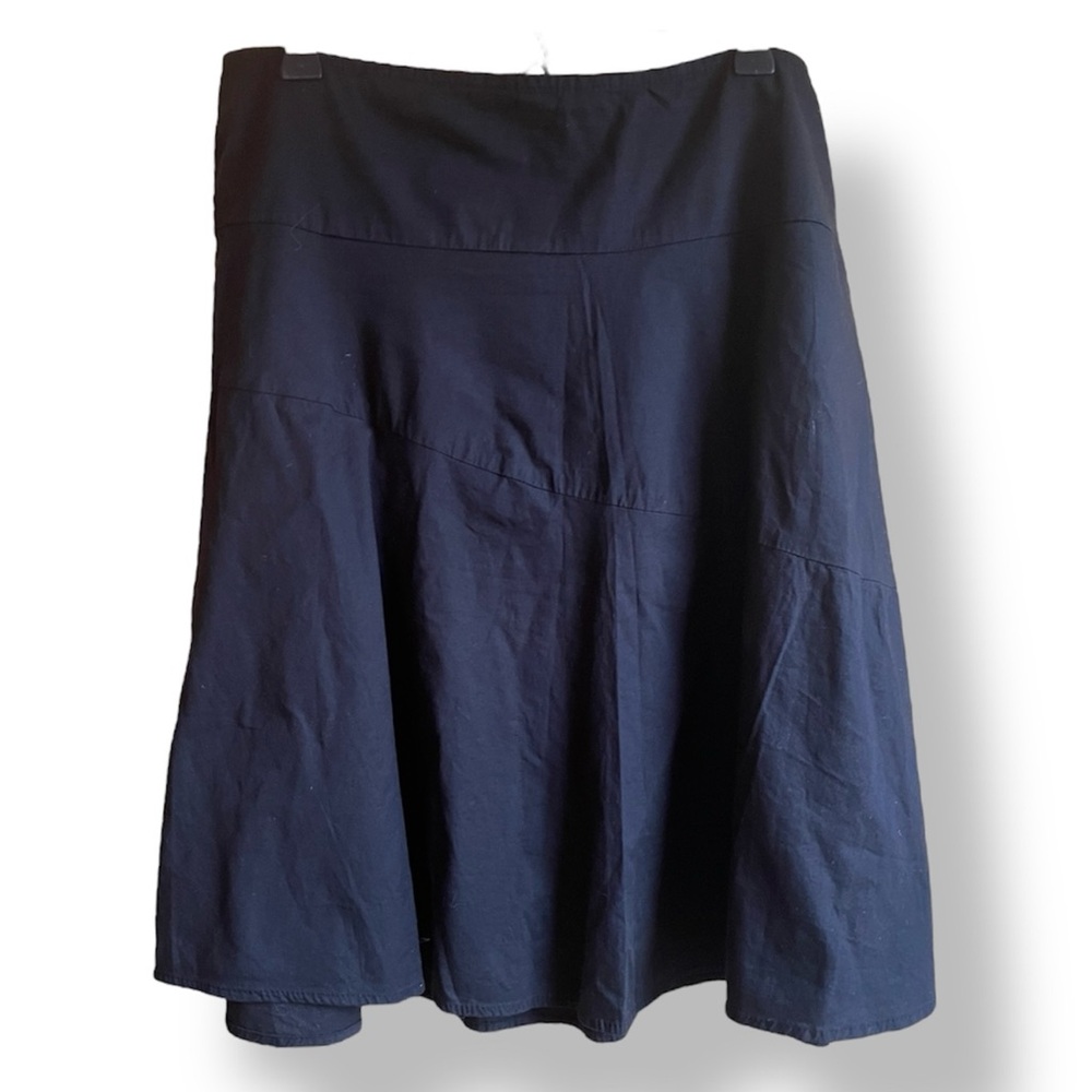 Cute Black cotton Poplin skirt size L knee length midi